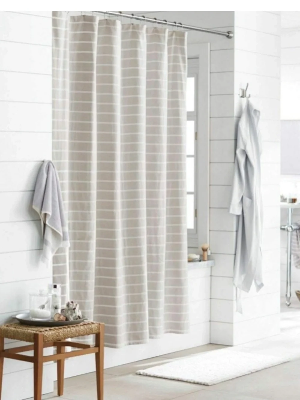 Threshold striped shower curtain